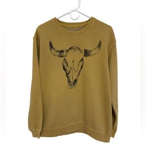 Full Tilt Southwestern Bull Skull Graphic Crewneck Sweatshirt  Women’s Medium